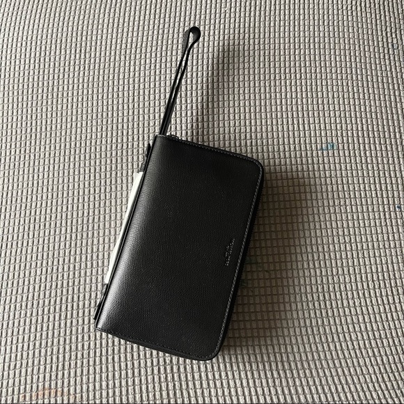 Michael Kors Mens Warren Money Bag Double-Zip Black Leather Travel Wallet - Picture 3 of 10